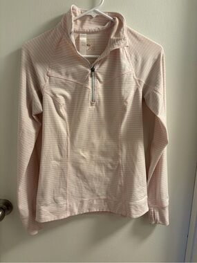 Lucy Light Pink Striped Half-Zip Ski Pullover